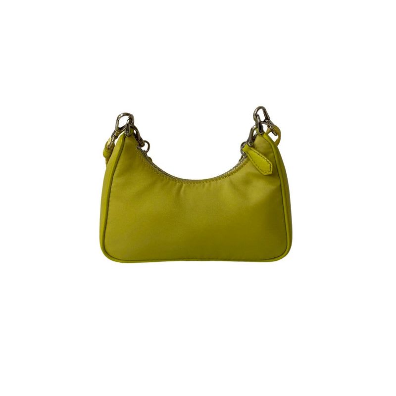 Prada Triangle Logo Hardware Nylon 2-Way Chain Mini Handbag Shoulder Bag