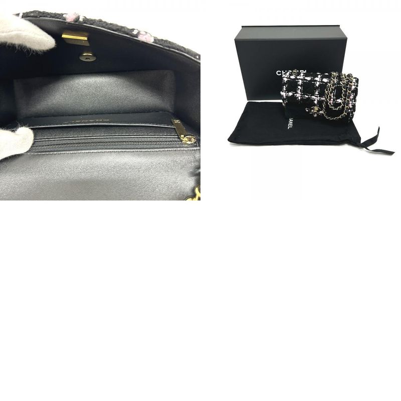 Chanel Shoulder Bag Mini Matelasse Mini Tweed Black