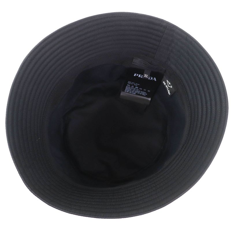 Prada 2021 2hc137 Logo Rhinestone Re-nylon Bucket Hat Black XL Made In Italy