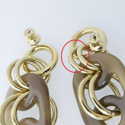 Hermes Yulidice PM Earrings Buffalo Horn Pair Brown Gold Hardware