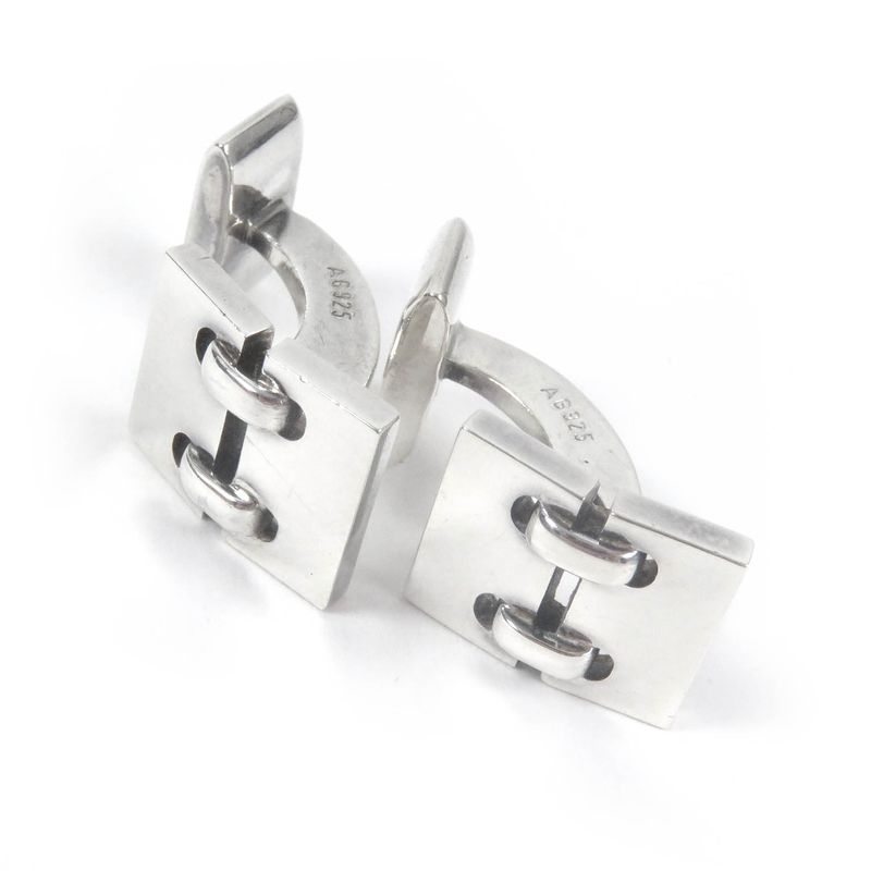 Hermes Vintage Cufflinks Button Accessory Ag925 Silver With Box And Case Total