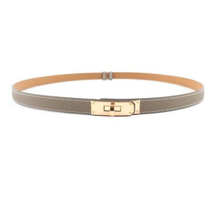 Hermes Kelly 18 Etoupe Vaux Epson Pink Gold Hardware Belt TM Engraved W With