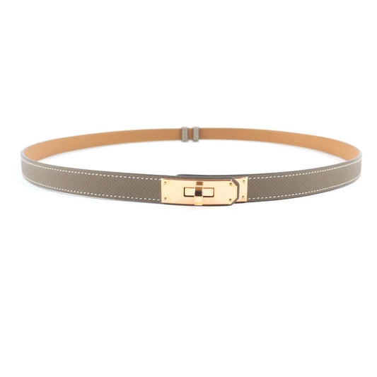 Hermes Kelly 18 Etoupe Vaux Epson Pink Gold Hardware Belt TM Engraved W With