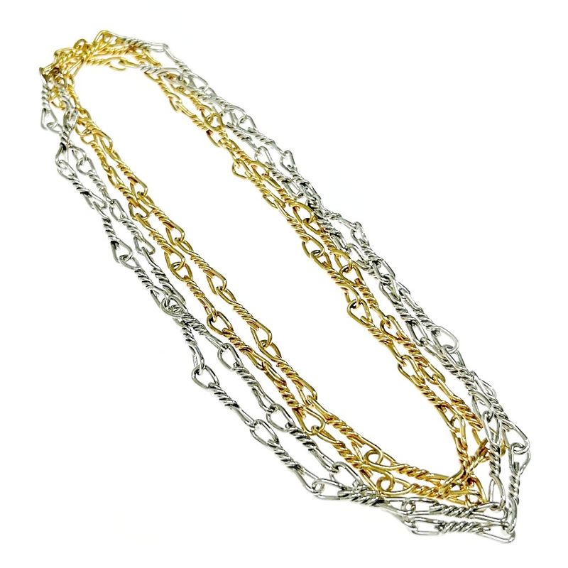 Christian Dior Metal Twisted Chain Long Necklace Gold Silver 346774 Necklace