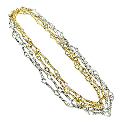 Christian Dior Metal Twisted Chain Long Necklace Gold Silver 346774 Necklace