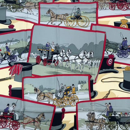 Hermes Carre 90 Rare Item Hugo Grygkar Design Attelages Mail Coach Black And
