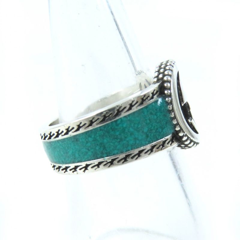 Gucci Interlocking G Ring - Ring Ag925 Enameled Silver Greenish No 15 Made In