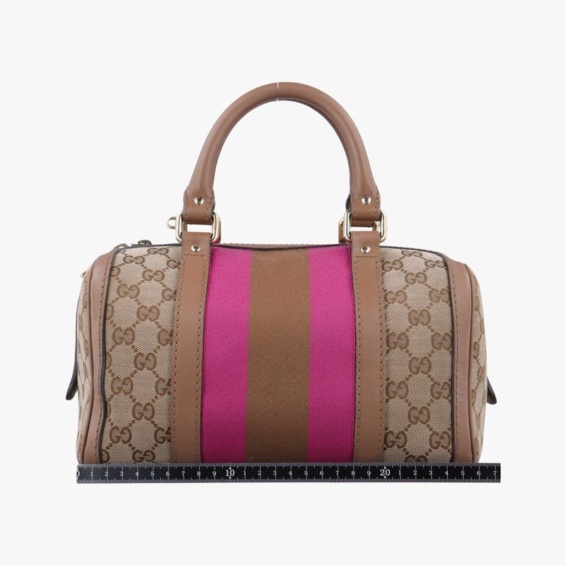 Gucci Sherry Line Beige And Pink Boston Bag Canvas And Leather Travel Duffle Bag