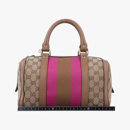 Gucci Sherry Line Beige And Pink Boston Bag Canvas And Leather Travel Duffle Bag