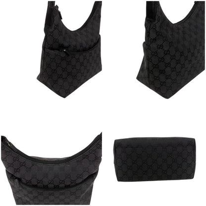 Gucci One Shoulder Bag GG Canvas Black Hobo Soho