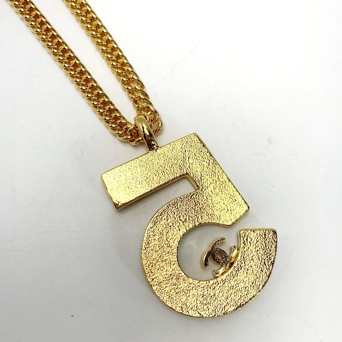 Chanel No5 Denim Plated I24p Gold Blue Accessory Necklace Ladies