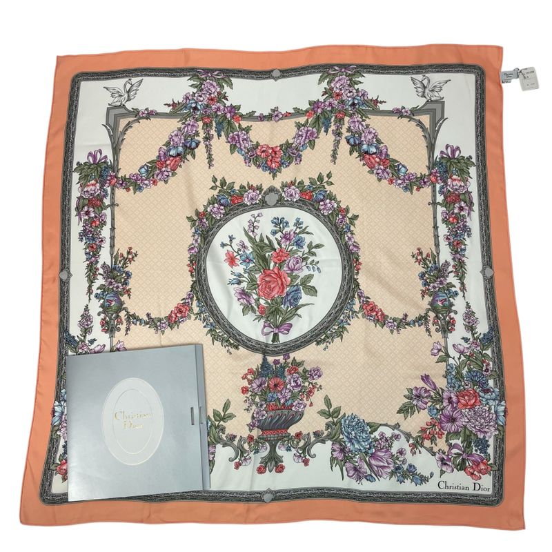 Christian DIOR Scarf Silk Floral Pattern With Box