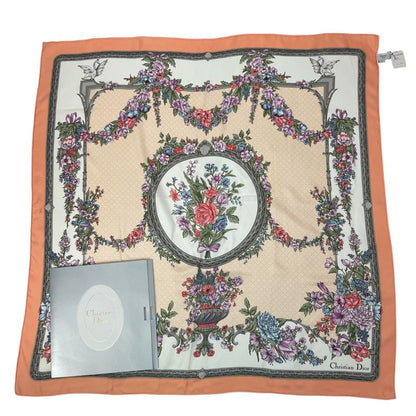 Christian DIOR Scarf Silk Floral Pattern With Box