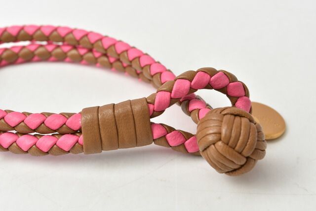 Bottega Veneta Bracelet Bangle Bottega Veneta Intrecciato Double Pink Brown