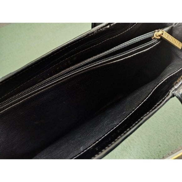 CHANEL Vintage Patent Leather Tote Purse Shoulder Bag Black