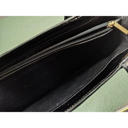 CHANEL Vintage Patent Leather Tote Purse Shoulder Bag Black