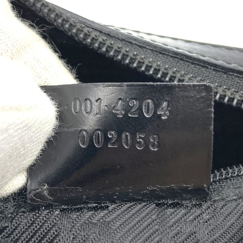 Gucci 001-4204 Shoulder Bag One Shoulder Gray Black Canvas Leather Fashion