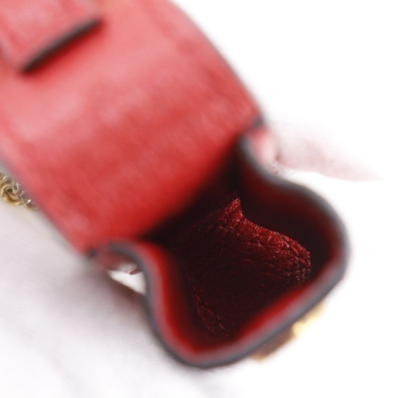 Gucci Lipstick Case Double G Pendant 615998 Calf Red Women's Other Accessories