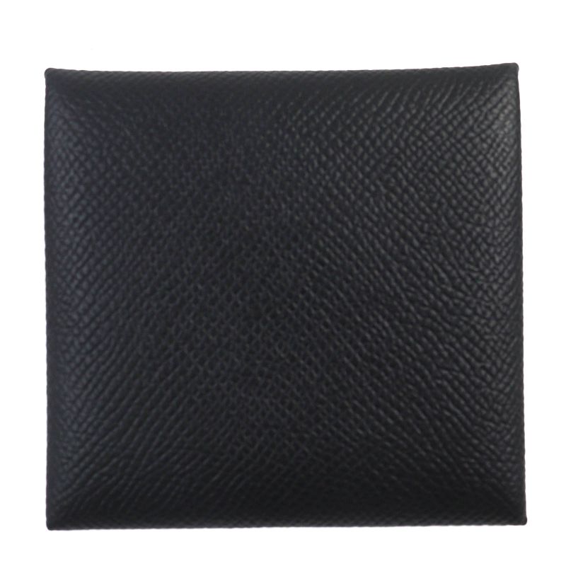 Hermes Bastia Vaux Epson Coin Case Black With W Engraved Box Made In France