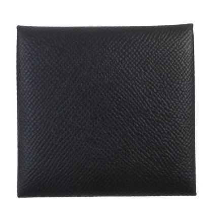 Hermes Bastia Vaux Epson Coin Case Black With W Engraved Box Made In France