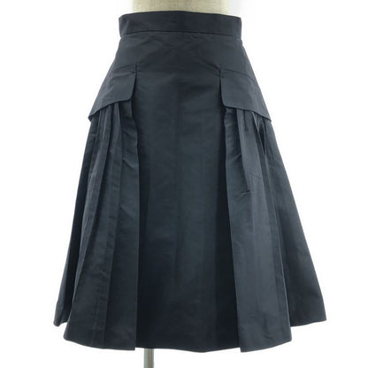 Prada - Side Pockets Tucked Flared Long Skirt - 38 - Black - Women