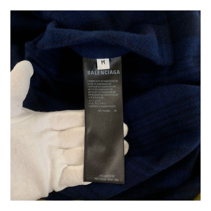 Balenciaga Size M Yellow Blue Cotton 720105tnm27 Long Sleeve Shirt Reversible