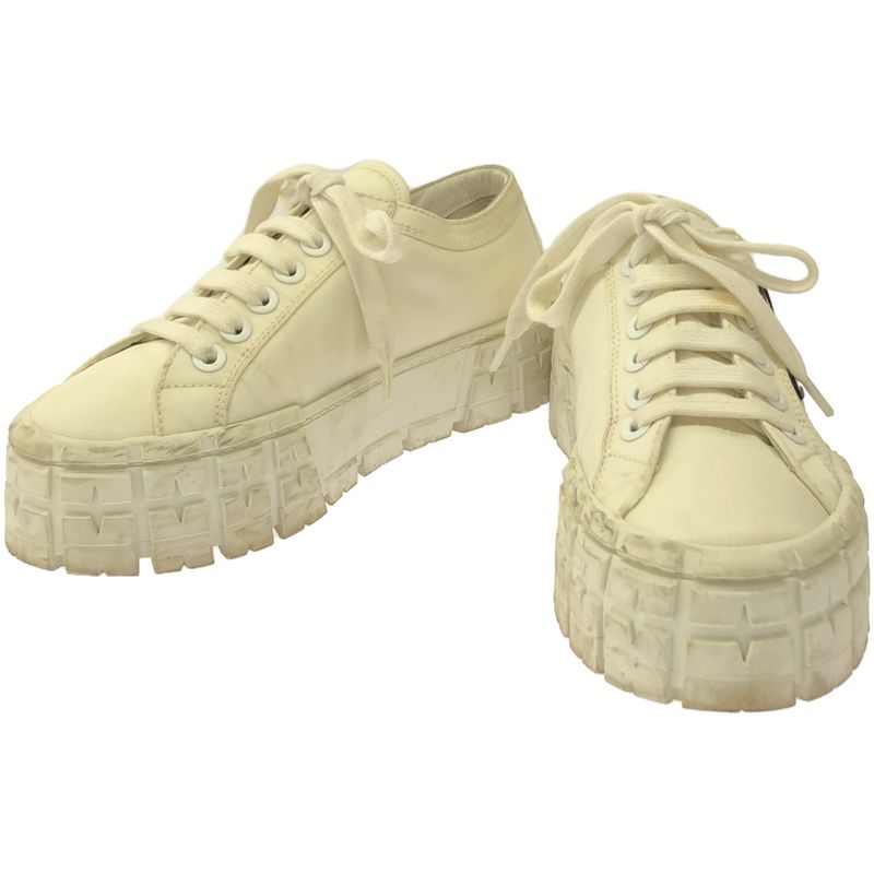 Prada Re Nylon Double Wheel Nylon Gabardine Sneakers 260 White 36 1 2