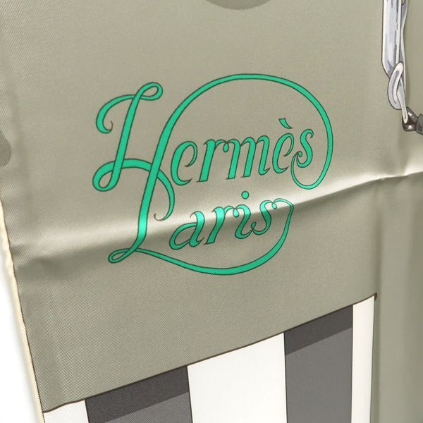 Hermes Carre 90 Grand Manege Great Training Gray Scarf 003256s Silk Hermes