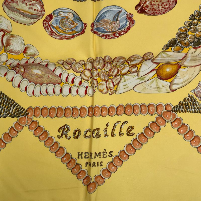 Hermes Carre 90 Silk Scarf Rocaille Shell Multicolor Storage With Bag