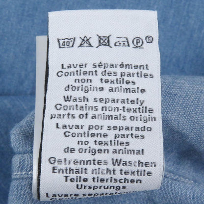 Hermes 23SS Cotton Half Button Patch Pocket Pullover Short Sleeve Shirt Indigo