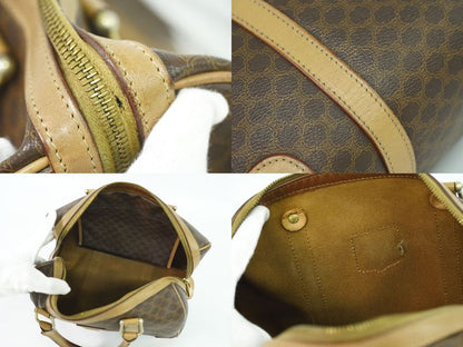 Authentic Celine Macadam Mini Boston Bag Handbag PVC Brown Macadam Bag Pre-owned