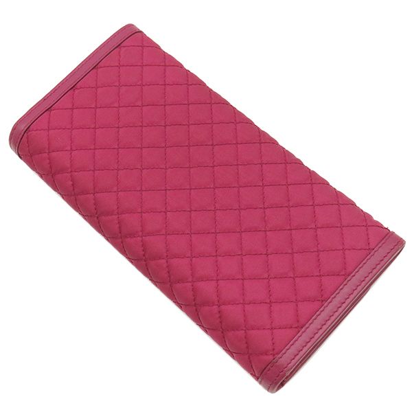 Prada Long Wallet Tessuto Quilted Wallet Nylon Ibisco Gold Hardware Red Fold