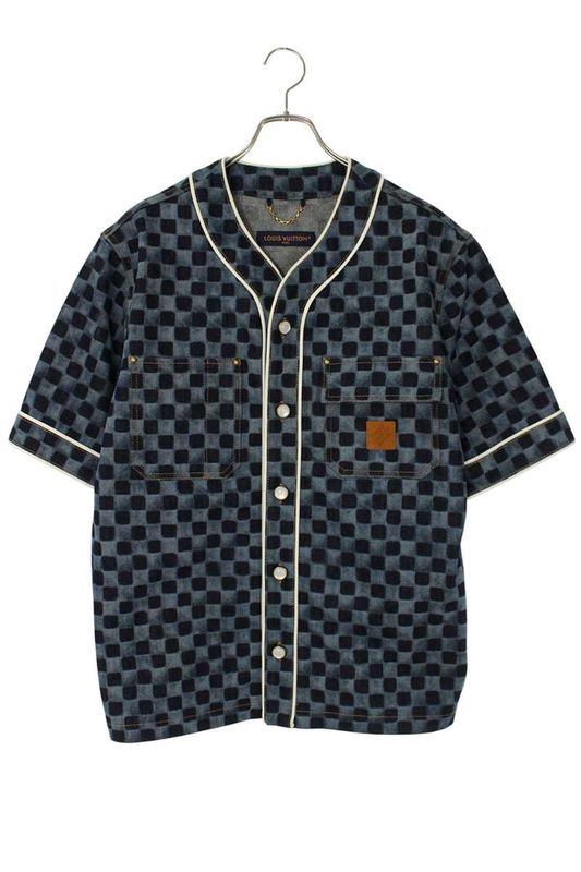 Louis Vuitton Rm252m JEE Hts81w Mini Damier Lazer Denim Short Sleeve Shirt