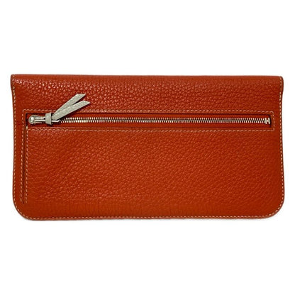 Hermes Bifold Wallet Dogon Long Sanguine And Pearl Gray Silver Hardware