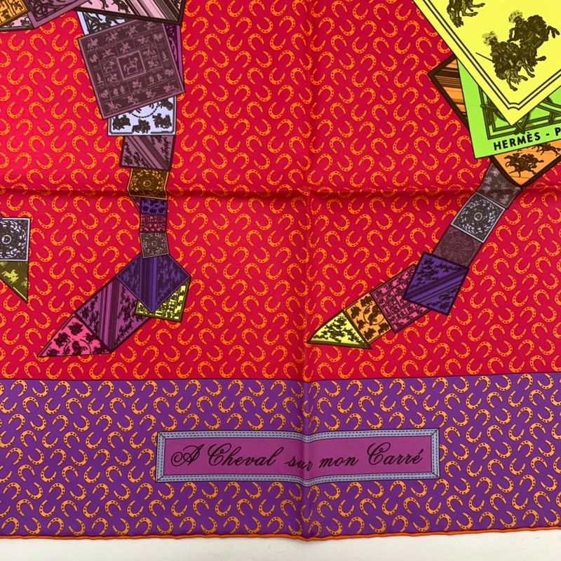 Hermes Carre 90 Cheval SUR MON Carre On Horseback Scarf 100% Silk
