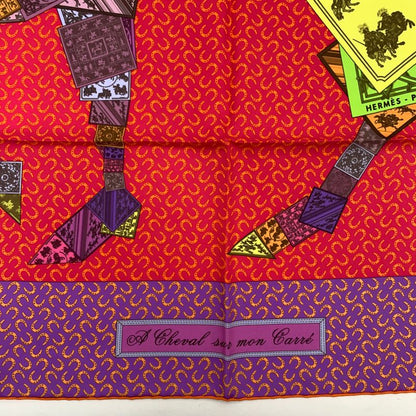 Hermes Carre 90 Cheval SUR MON Carre On Horseback Scarf 100% Silk