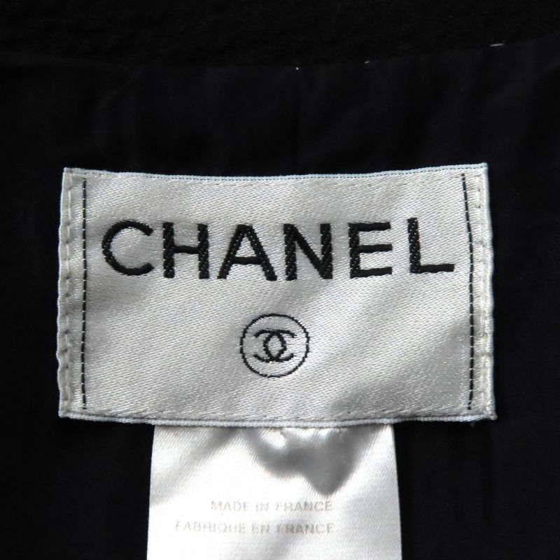 CHANEL Vintage 99P P12650 Wool Jacket With Coco Mark Buttons Black 36 Made In