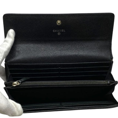 Chanel Sebulga Fold Long Wallet Long Wallet Coco Mark Caviar Skin Leather Black