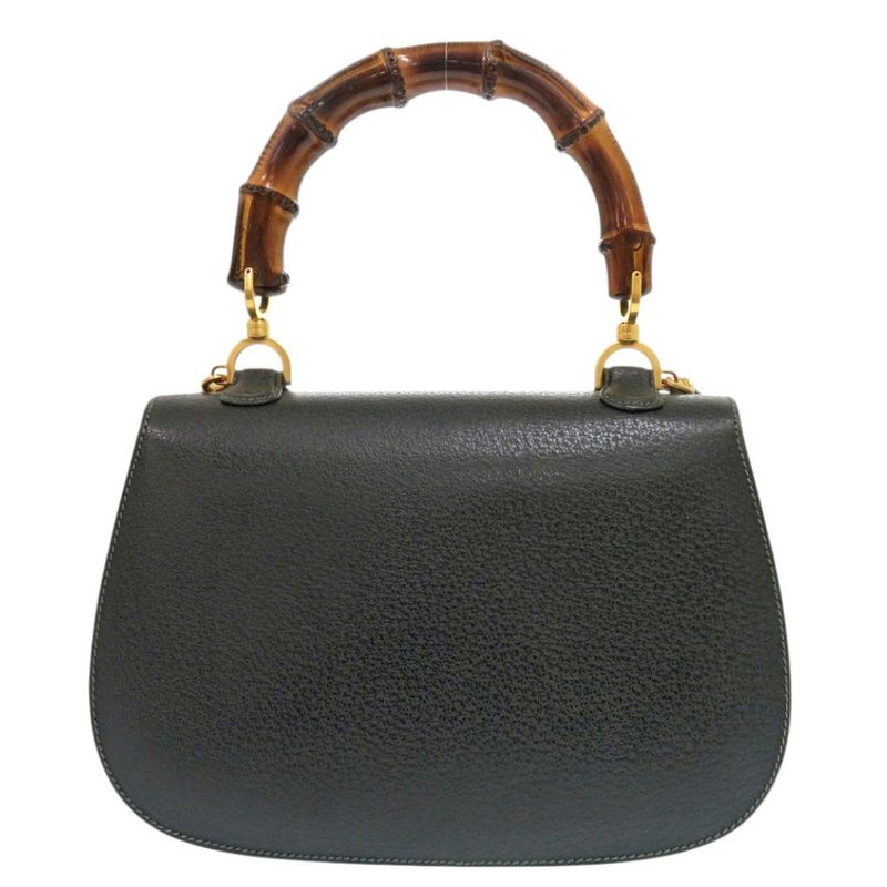 Gucci Bamboo 000 29 0633 Leather Green 2-way Handbag Green 0884 Gucci