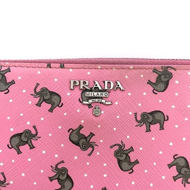 Prada Round Zipper Long Wallet Ec22963 Pink Elephant