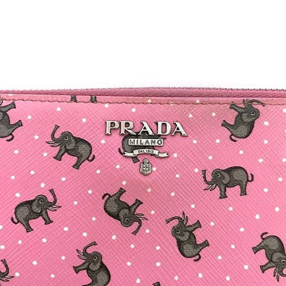 Prada Round Zipper Long Wallet Ec22963 Pink Elephant