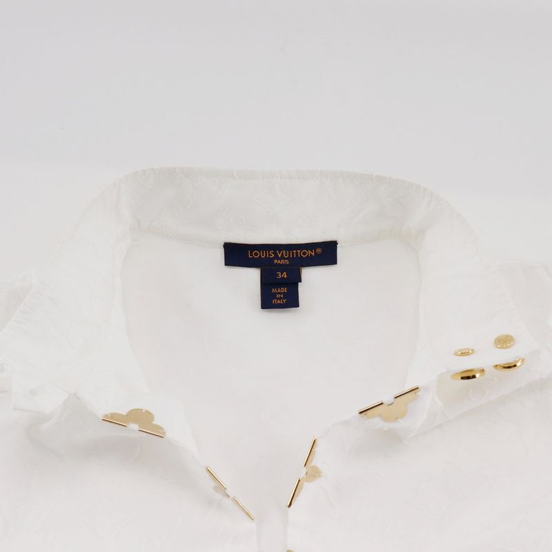 Louis Vuitton French Sleeve Ruffle Top Ruffle Blouse Monogram Rw232w AQV Fhbl13