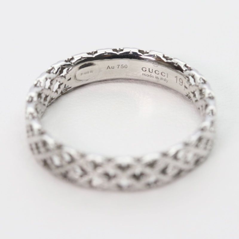 #19 Gucci Diamantissima 18K White Gold 750 Ring 24-2954