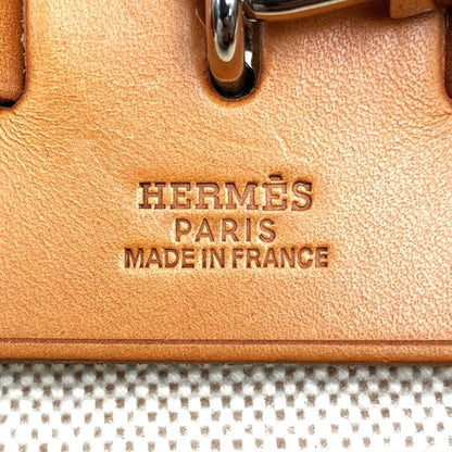 Hermes Herbag Handbag Shoulder Bag 2way Canvas Leather Ivory Brown Ladies Men