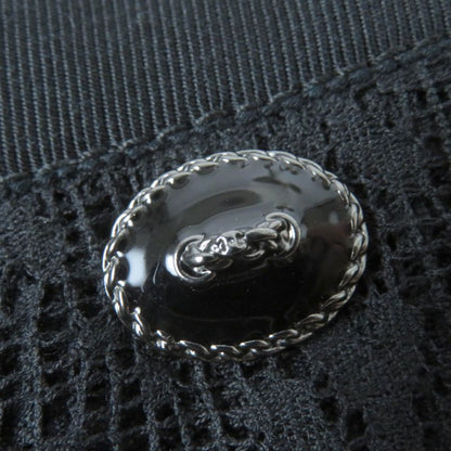 CHANEL P51456v38481 Chain Button Flower Lace Pleated Skirt Black 38 Made In