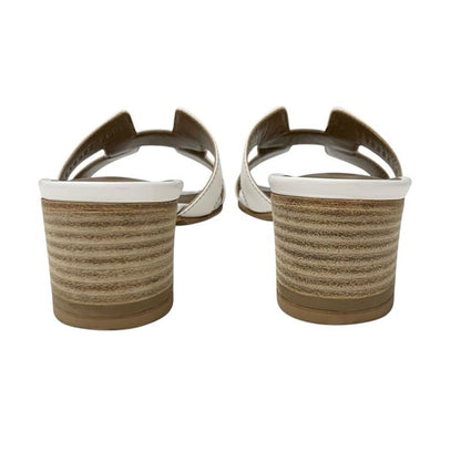 Hermes Oasis Sandals Shoes Leather White Mules