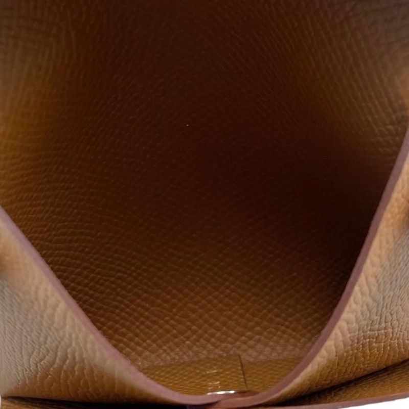 Hermes Coin Case Bastia B Engraved Epson Gold Brown Silver Hardware Hermes