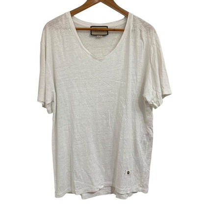 Gucci Michele Period Short Sleeve V-Neck T-Shirt Cut and Sewn Size S White