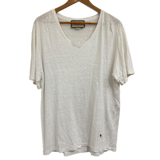 Gucci Michele Period Short Sleeve V-Neck T-Shirt Cut and Sewn Size S White