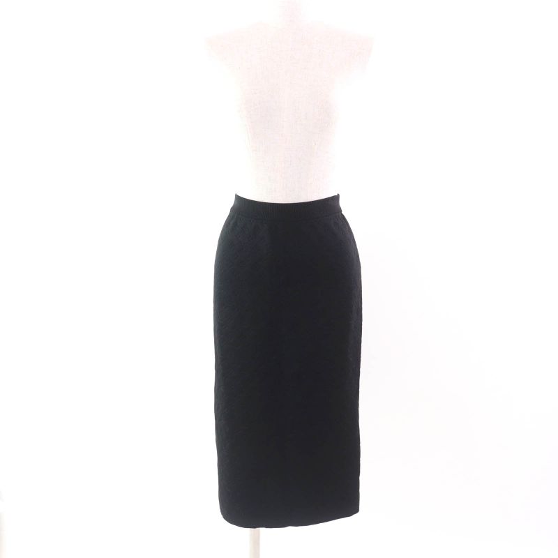 Louis Vuitton 23SS Silk Blend Monogram Embossed Knee Length Tight Skirt Black M